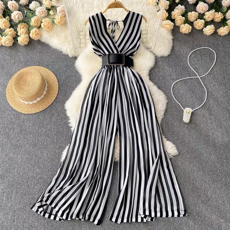 Stripes lover flay jumpsuit JRZZ461 image