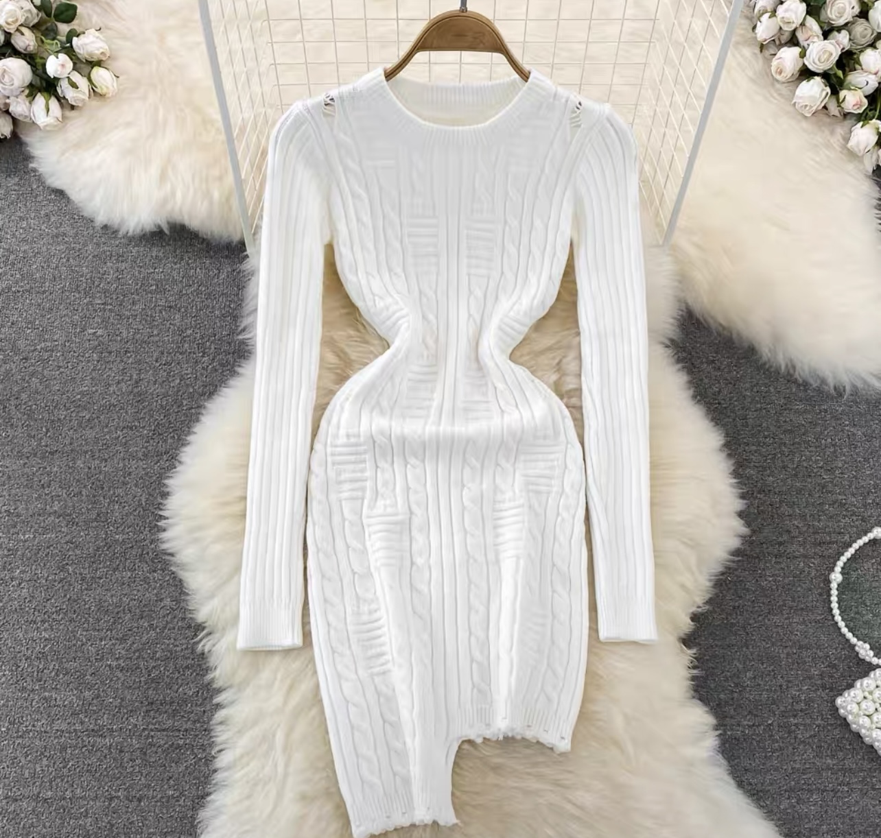 Champagne body knit gown KBC35 image