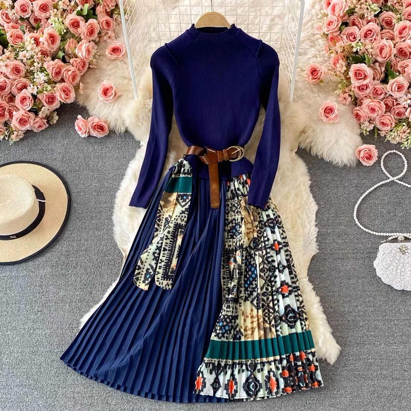 Lunch day print dress & belt FD13 image