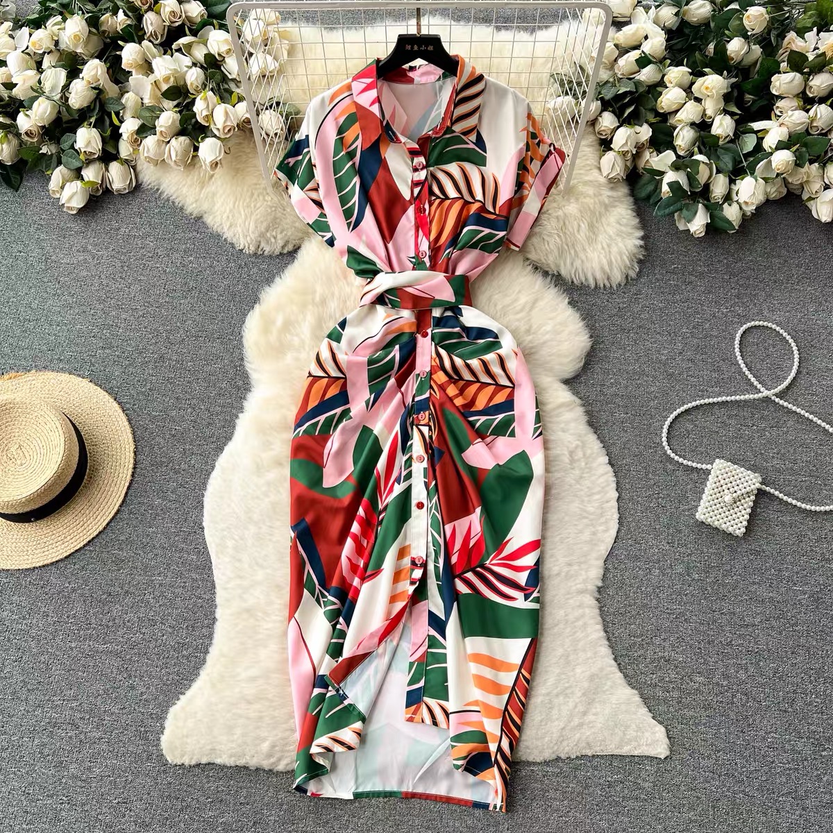 A night dinner for me print dress CBC157 image