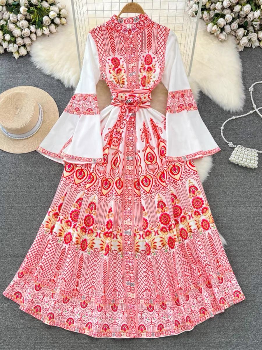 Coffee first print dress ED138 image