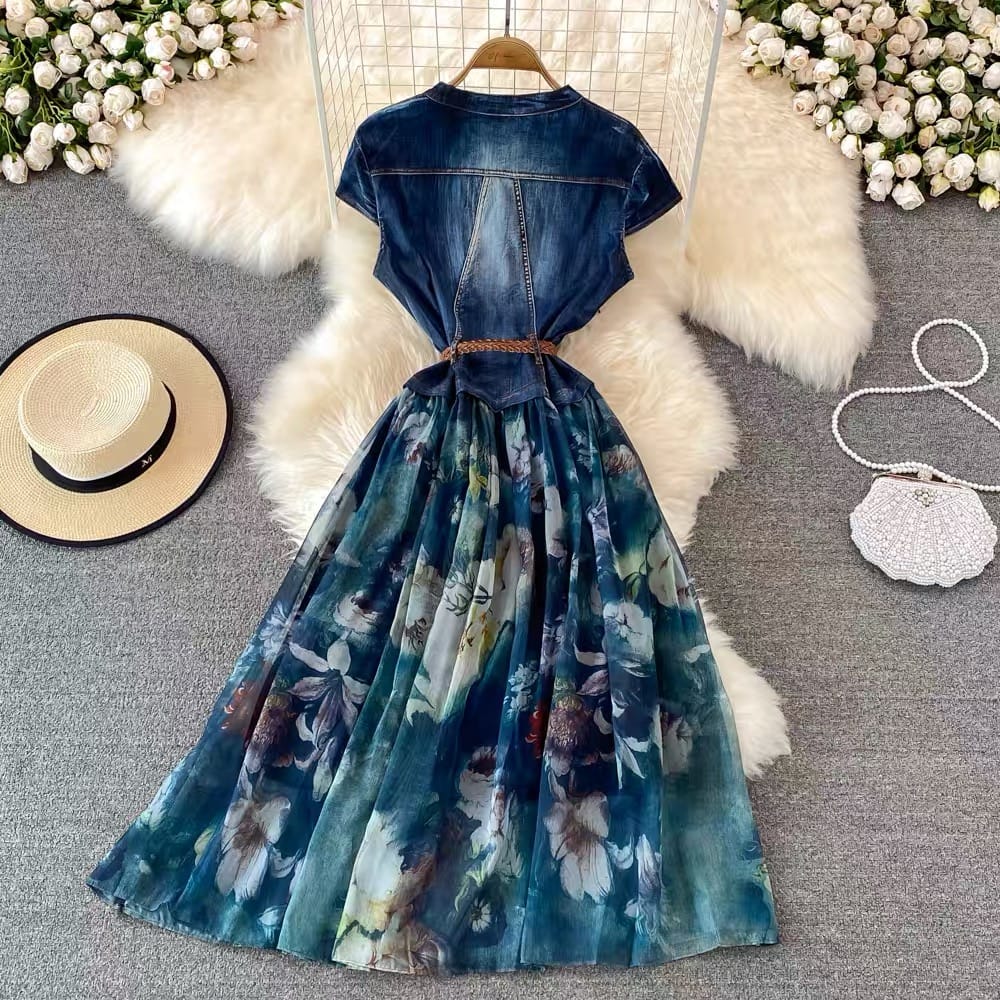 Denim print memories dress DD2 image