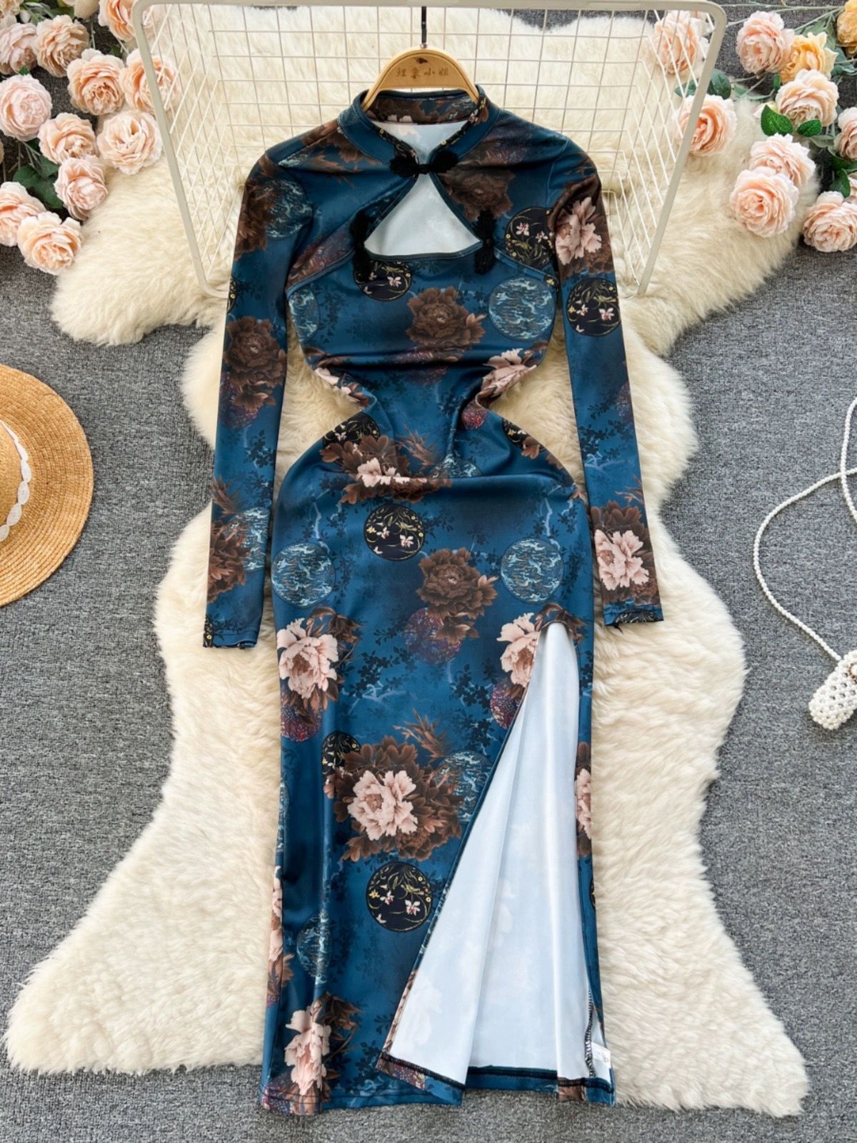 Floral babe qipao dress Q115 image