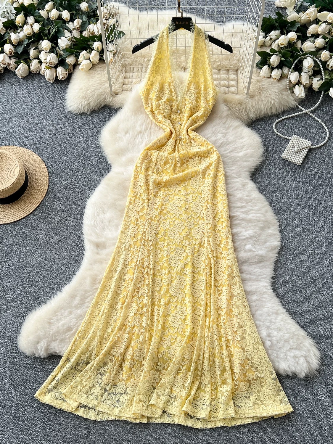 Sweetheart halter lace dress CD330