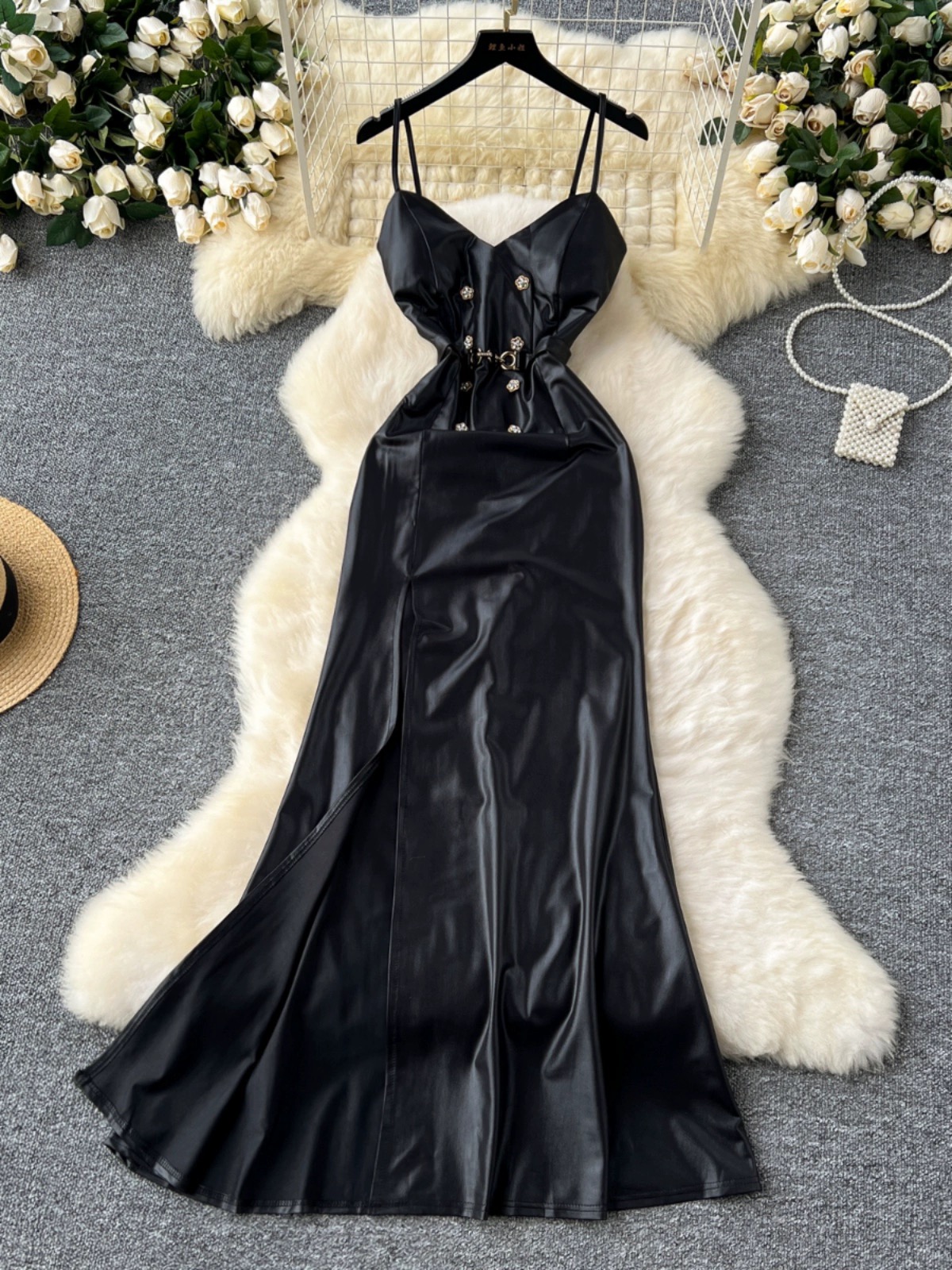 Clear direction leather dress FD957