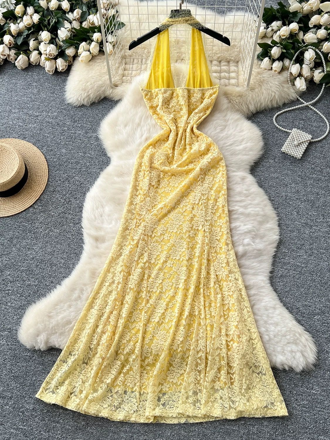 Sweetheart halter lace dress CD330 image