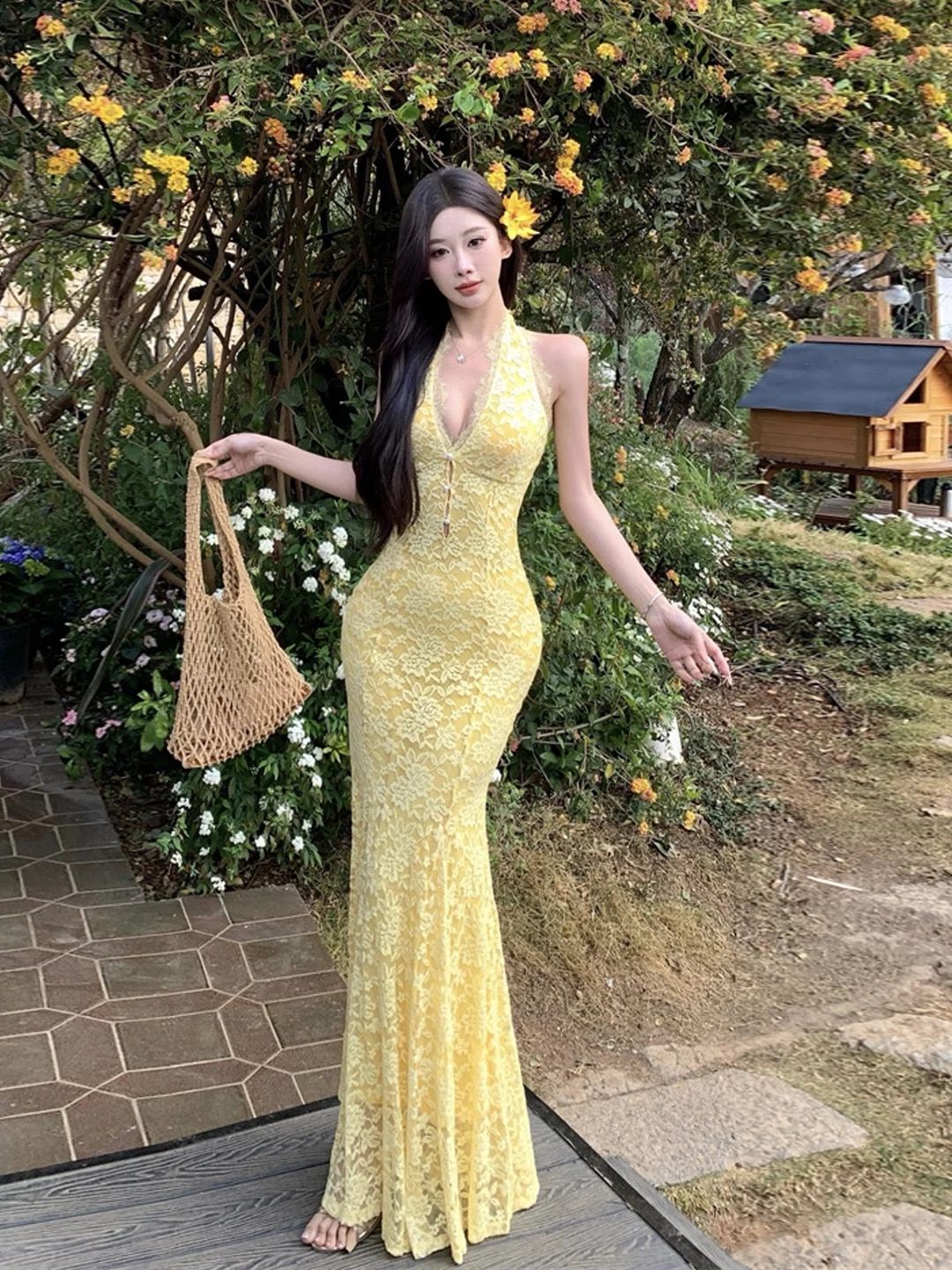 Sweetheart halter lace dress CD330 image