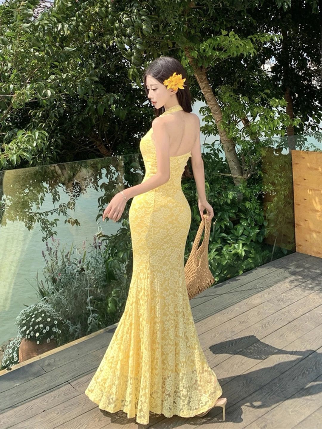 Sweetheart halter lace dress CD330 image