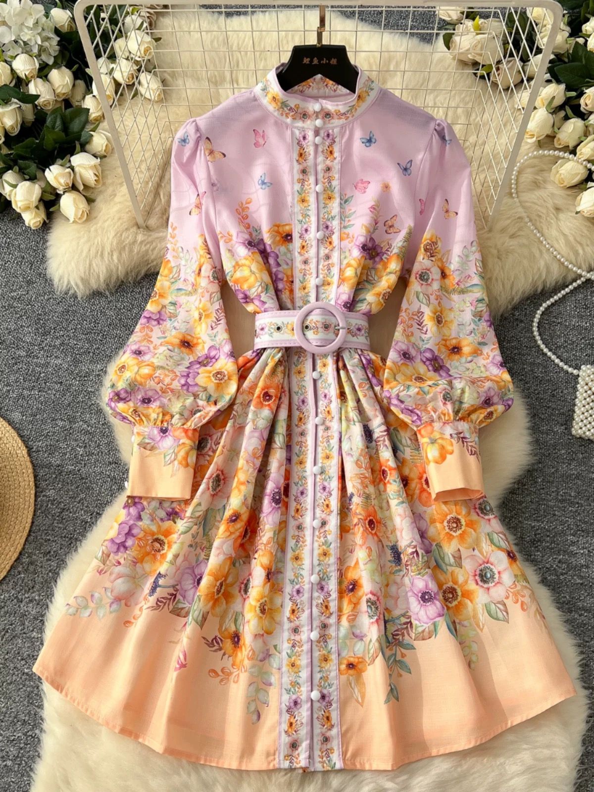 She has all access print dress ED162 image