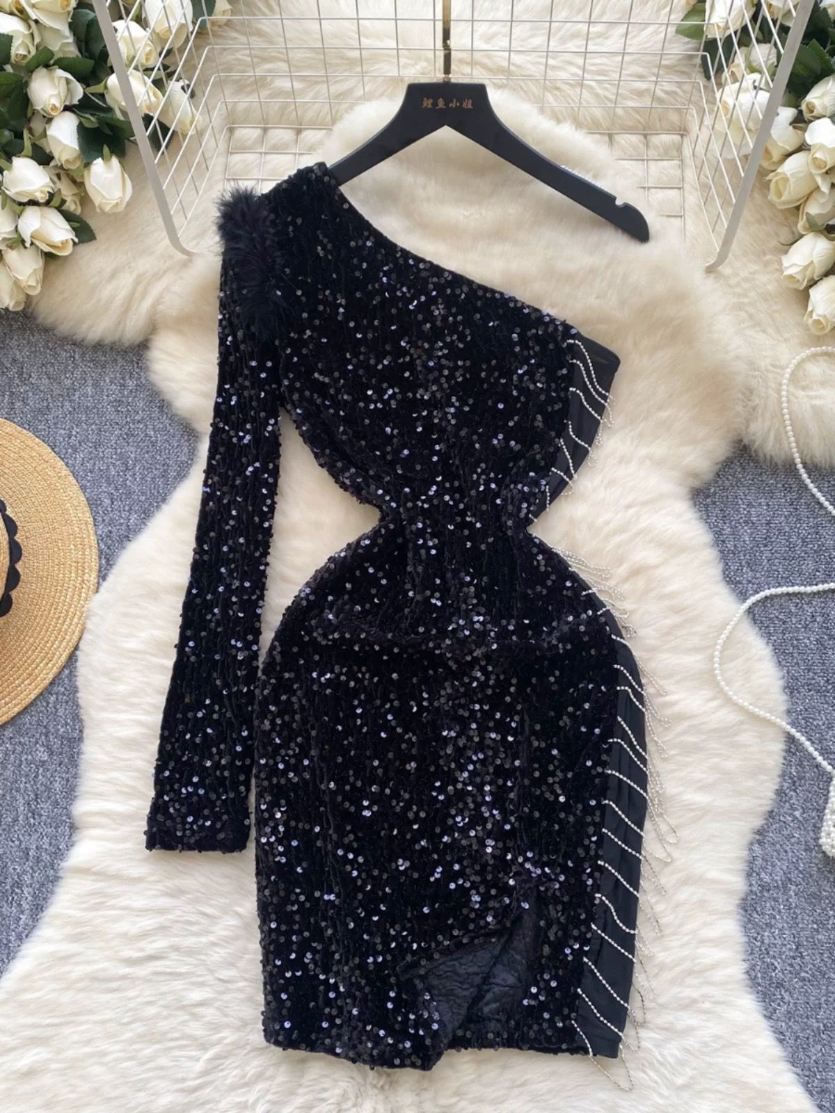 Over the loop disco party sequin dress EBC251 image