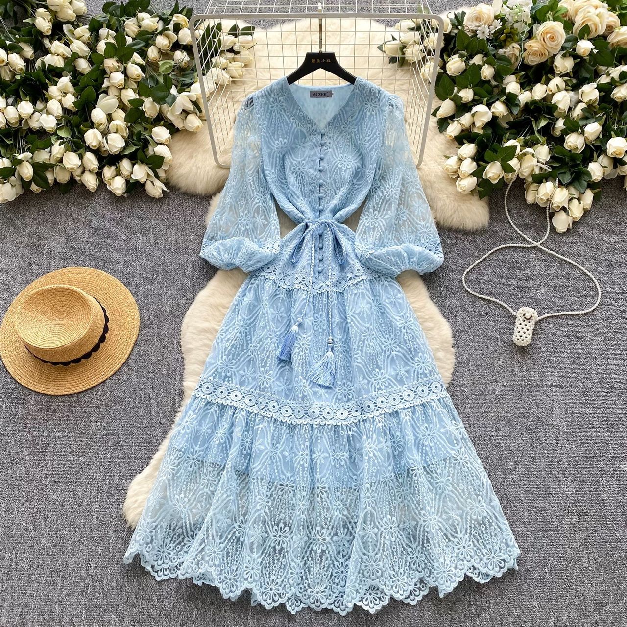 Russian lady lace dress FD382 image