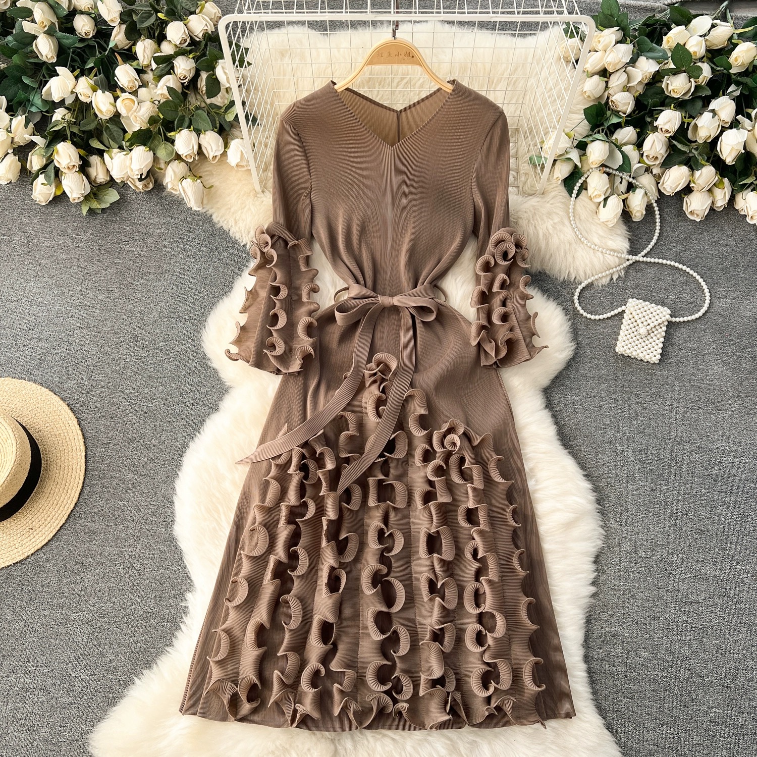 Meet me in Manhattan ruffle miyaki dress FD722 image