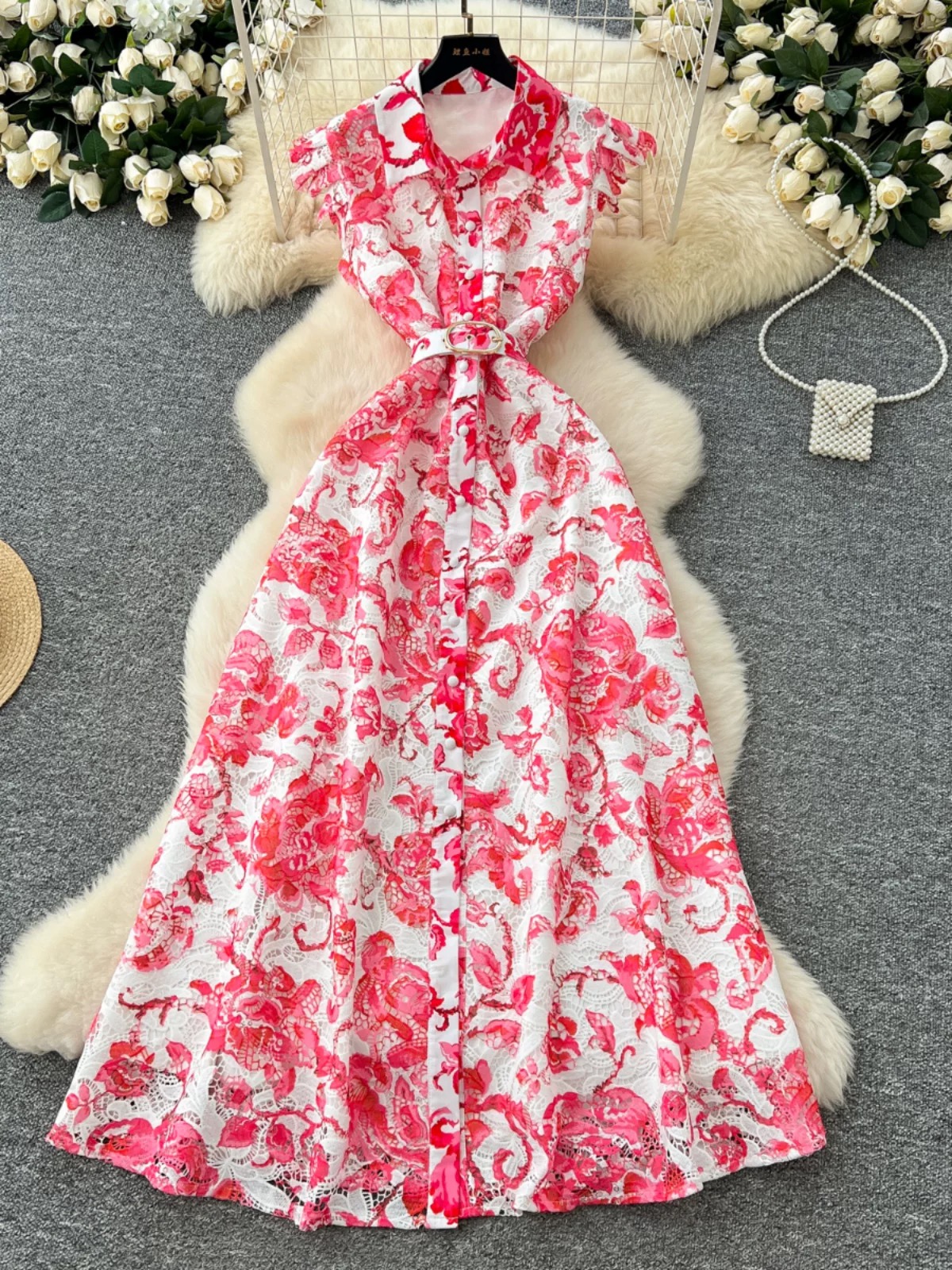 No blocked hearts lace dress FD1256 image