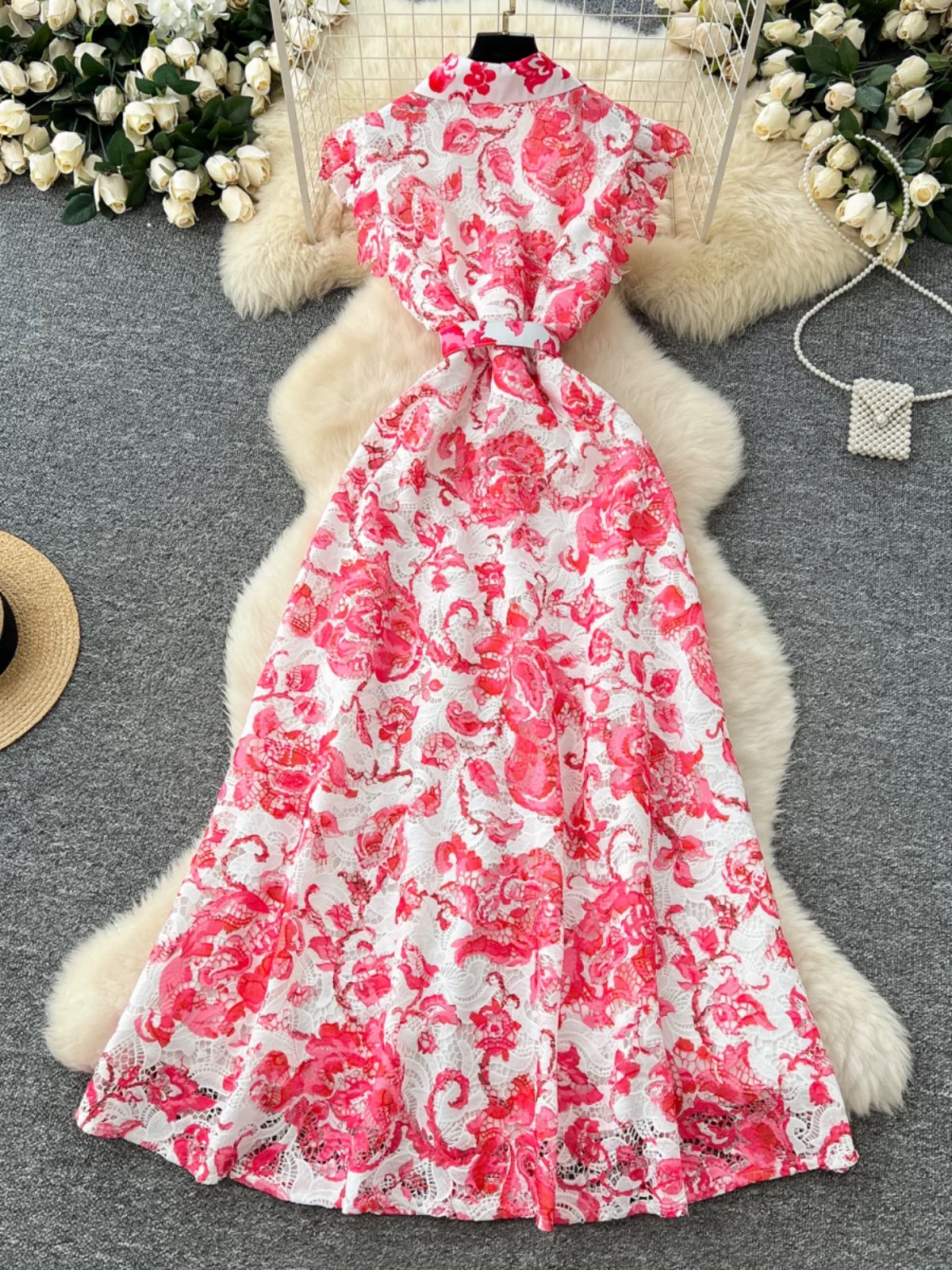No blocked hearts lace dress FD1256 image