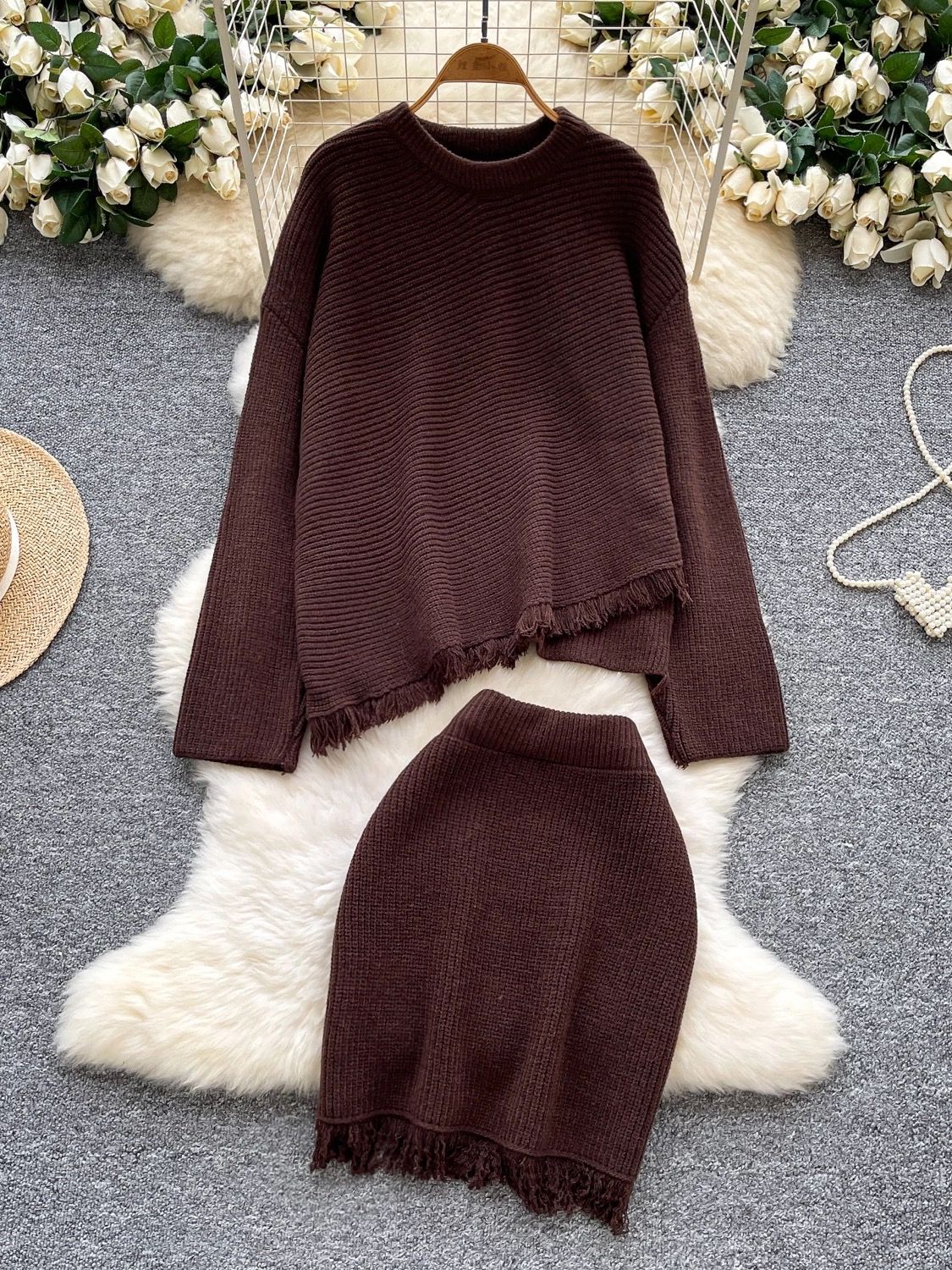 Noir elegance knitted set KTP313 image