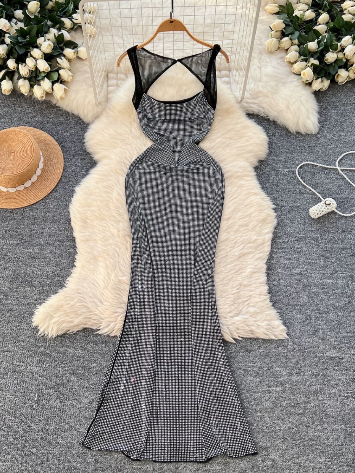 Girl talk diamond mesh dress FD1293