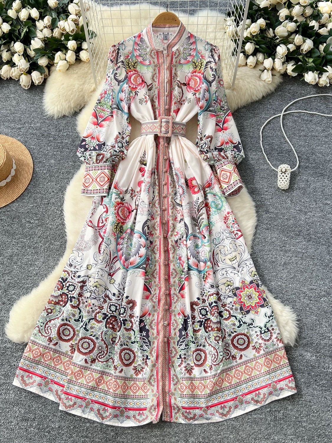 Girl carry on print dress ED187 image