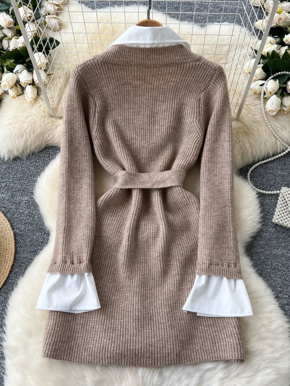 Got plans tonight knitted shirt dress SD146 image