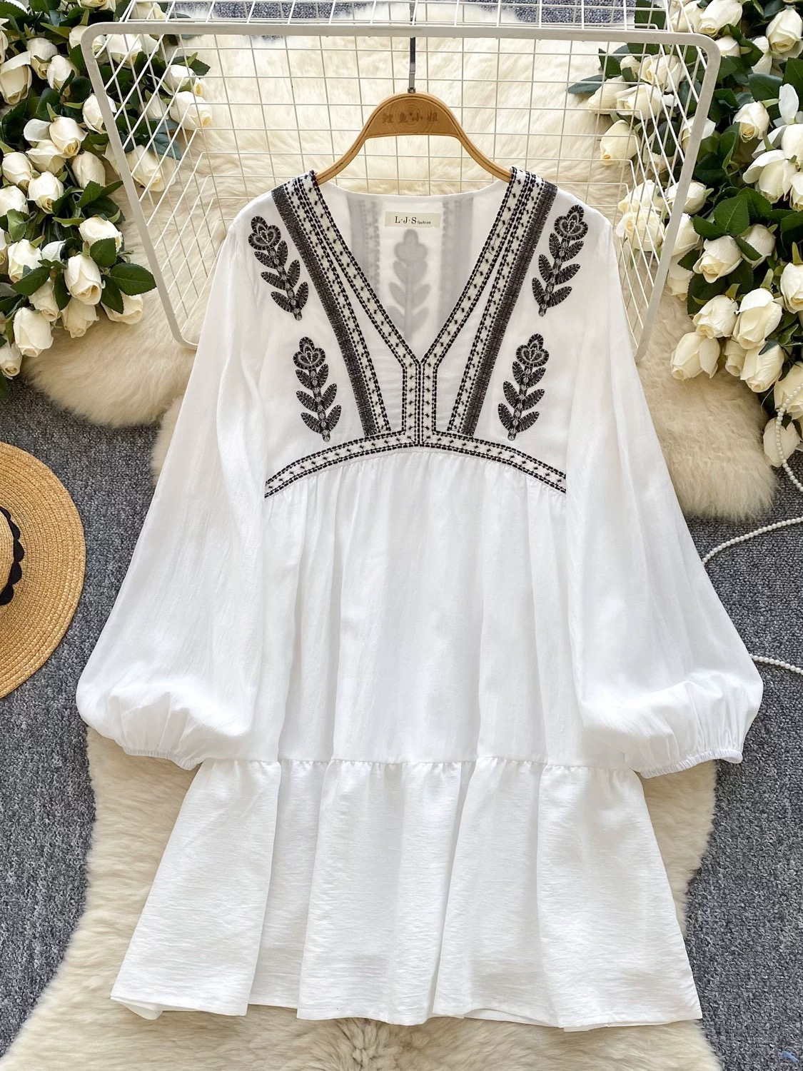 Dollar signs embroidery dress CD1378