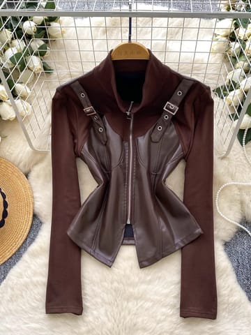 Be my home girl leather top CTO588