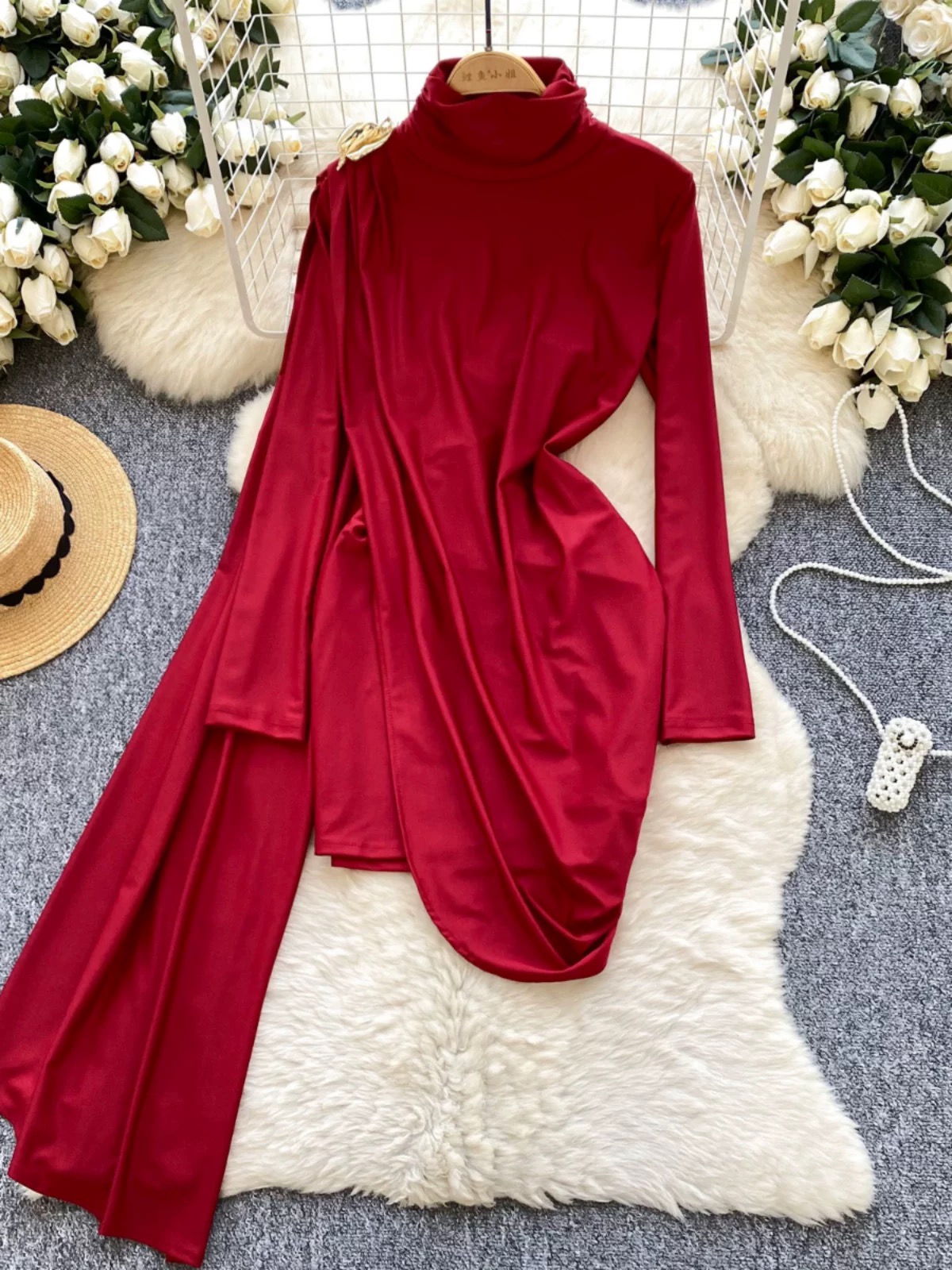 Bubble fly red carpet dress FBC477