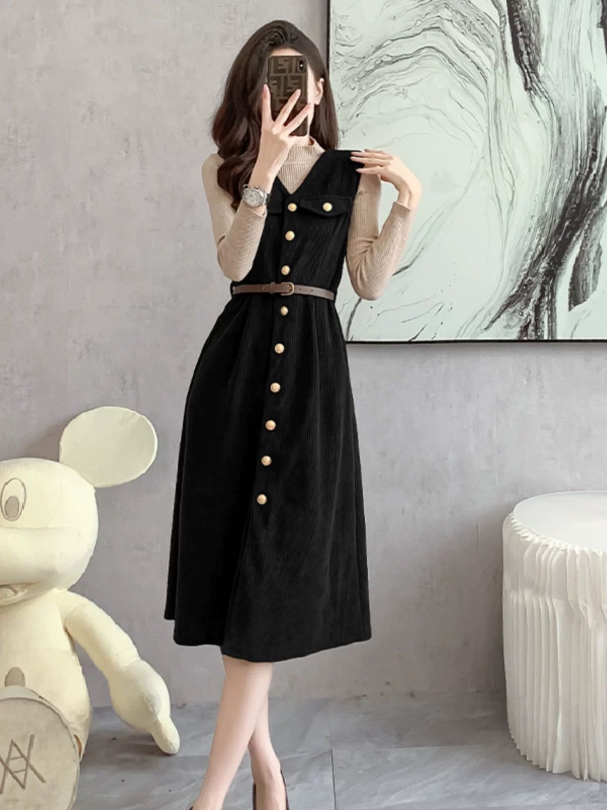 Noble behaviour corduroy dress & belt  CD1970 image