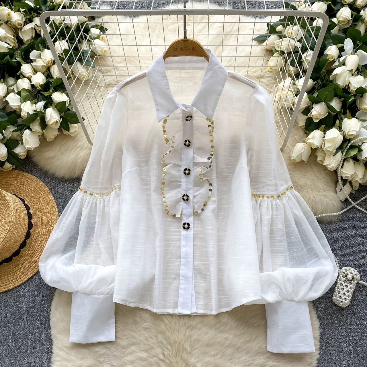 Crushing hearts Korean blouse BE377 image