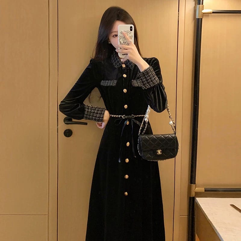 Which way to the wine velvet dress CD1936 image