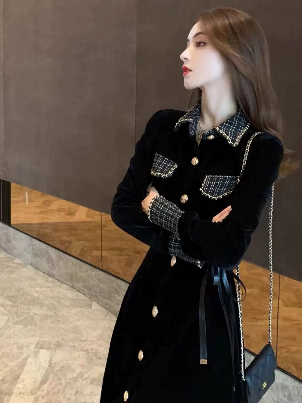 Which way to the wine velvet dress CD1936 image