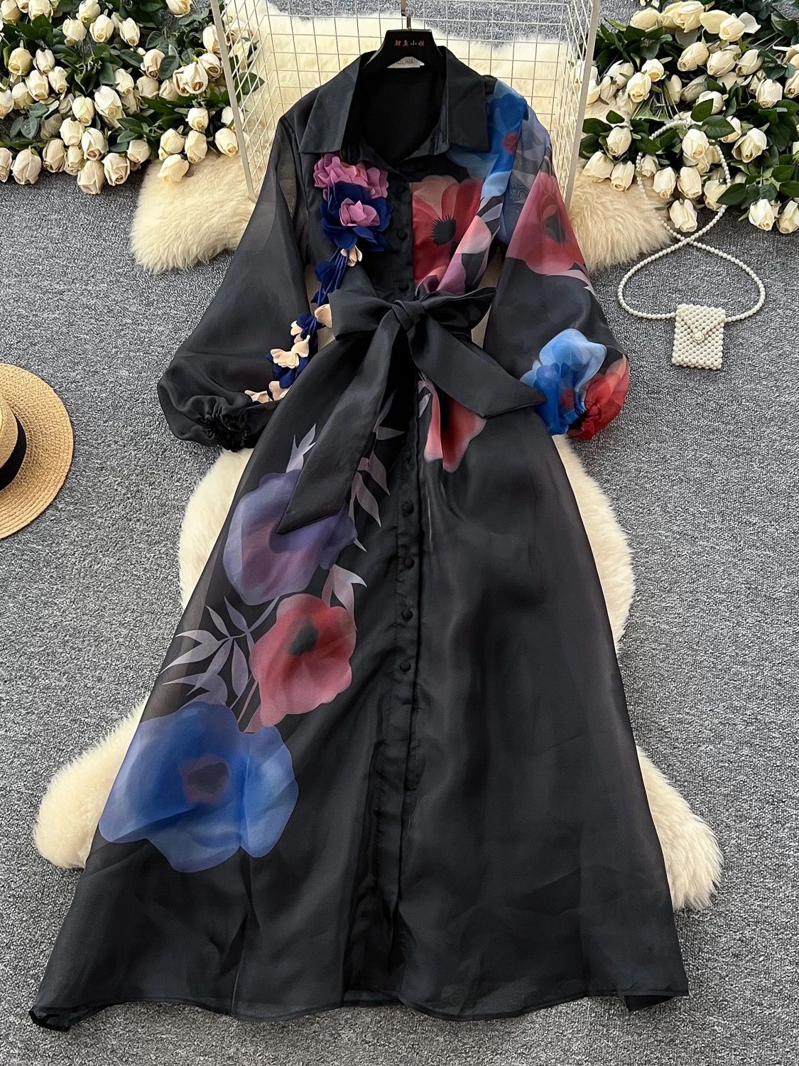 Having a moment print dress ED150 image