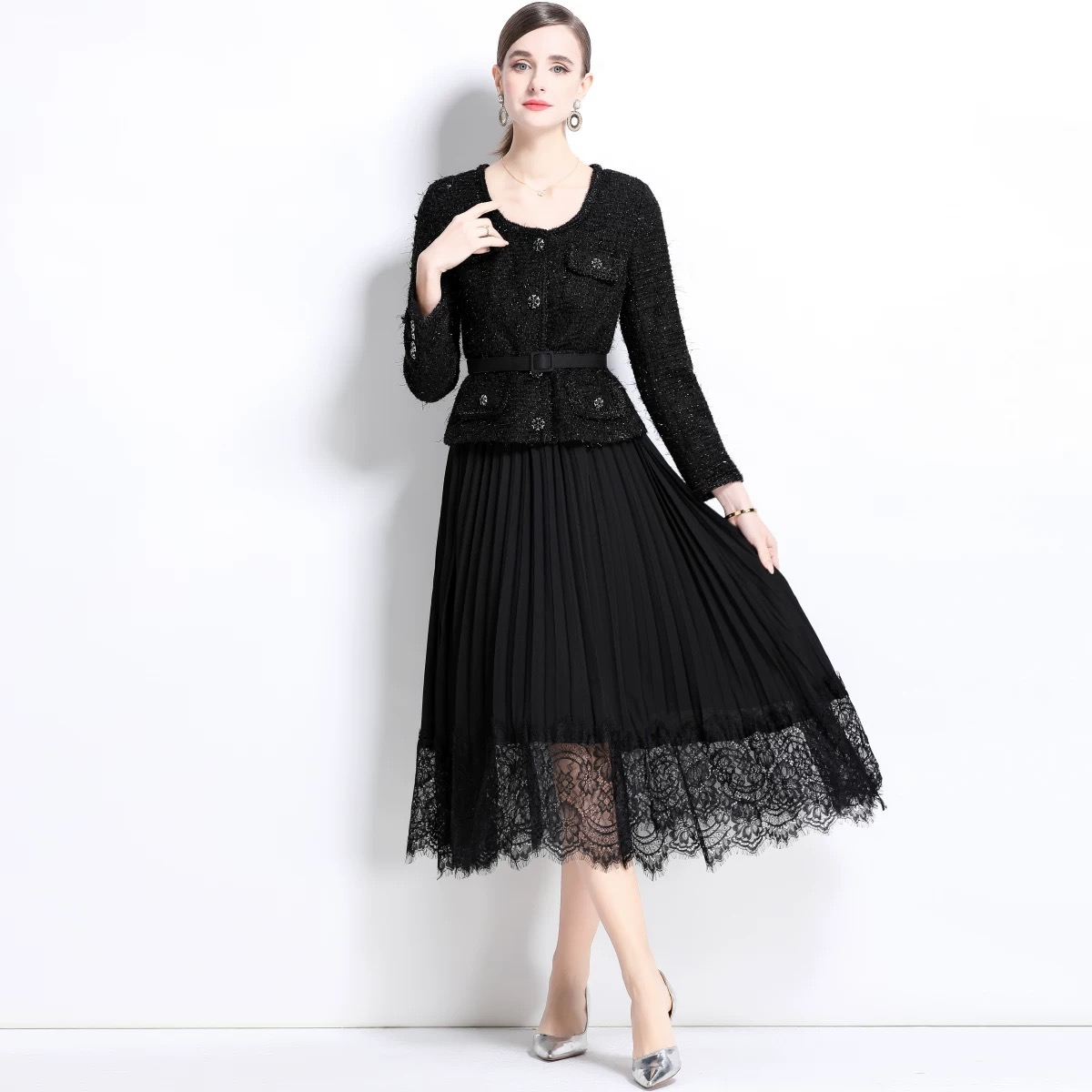 Majestic swirl tweed dress FD1387 image
