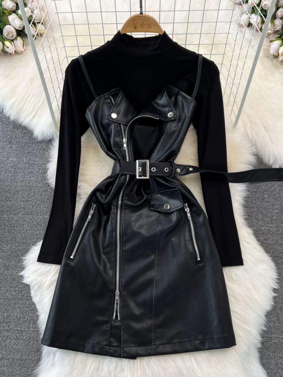 Glam babe leather dress set FD275