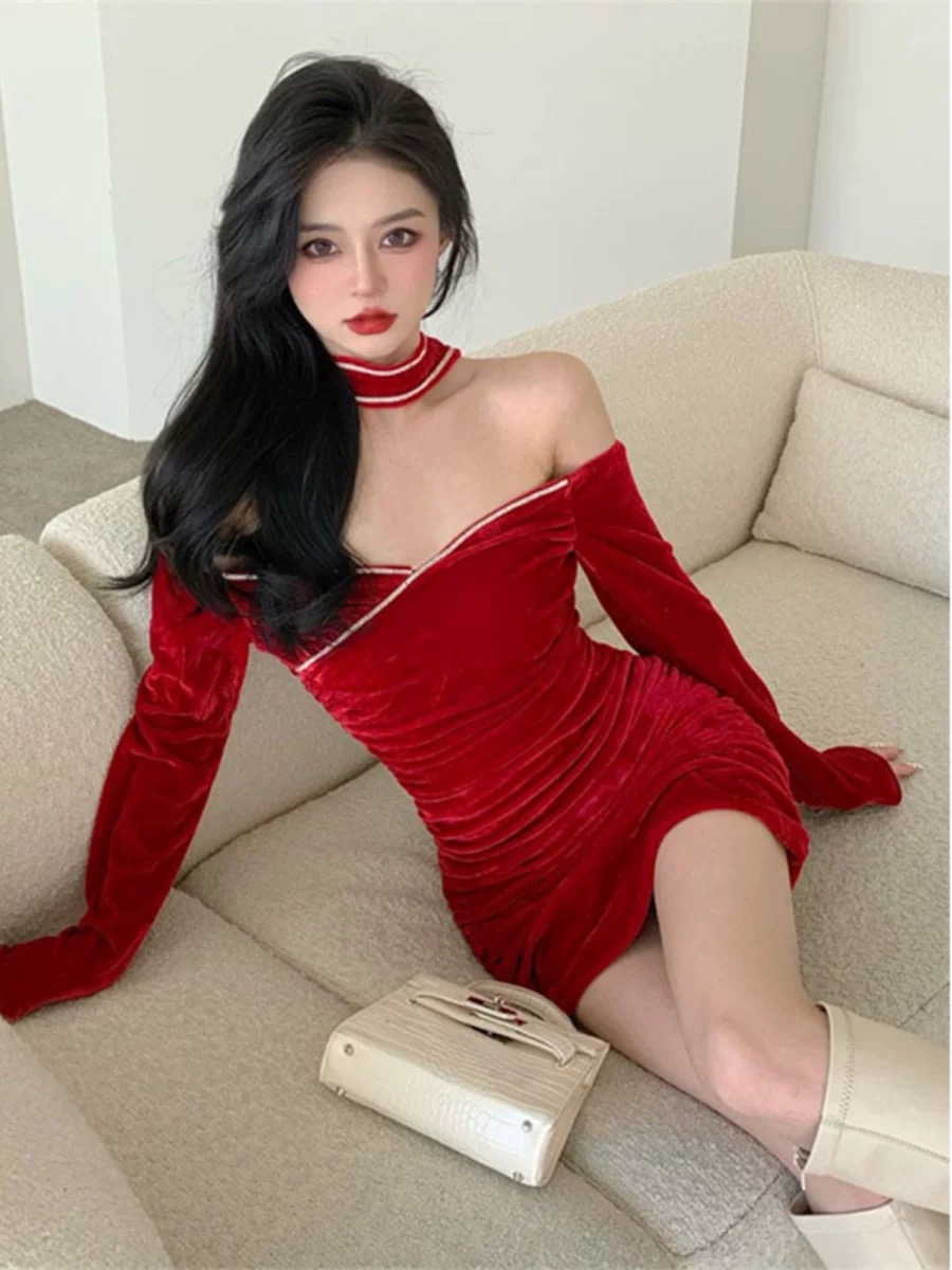 Face it again velvet dress CBC369