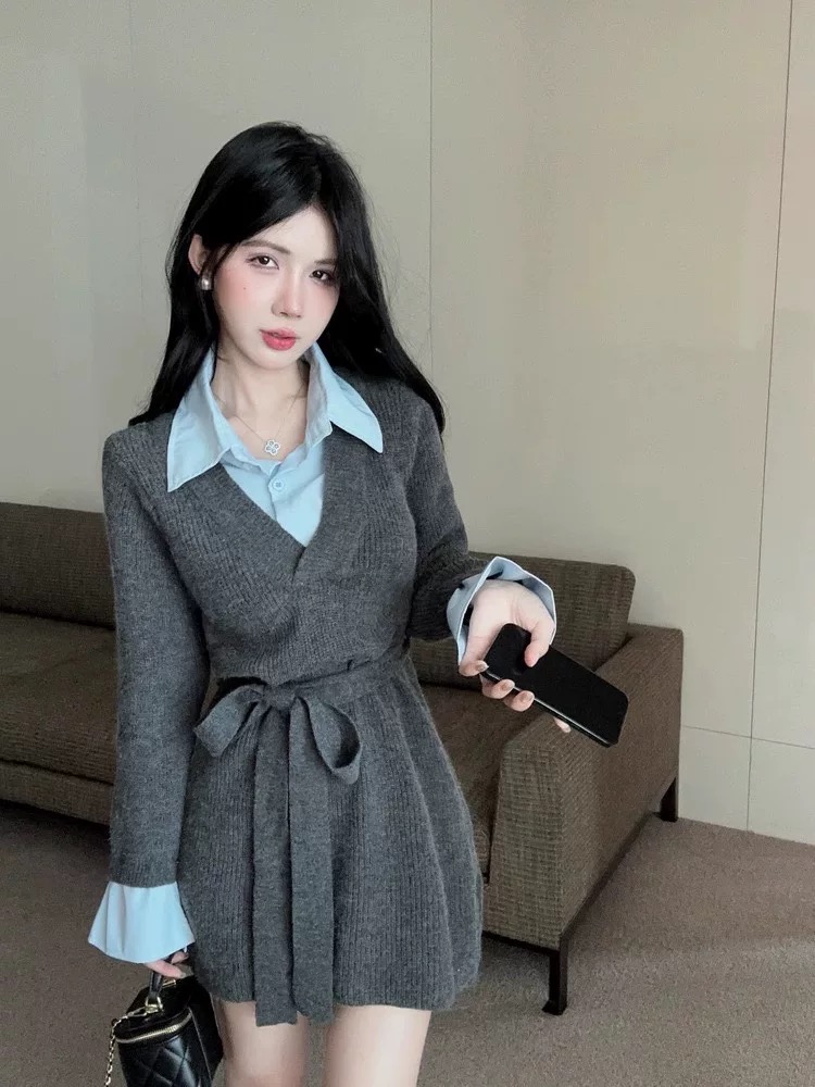 Got plans tonight knitted shirt dress SD146 image
