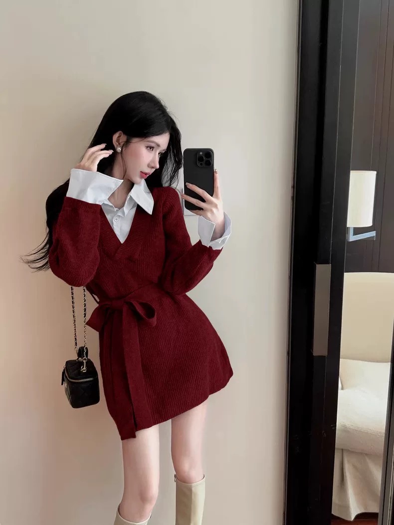 Got plans tonight knitted shirt dress SD146 image