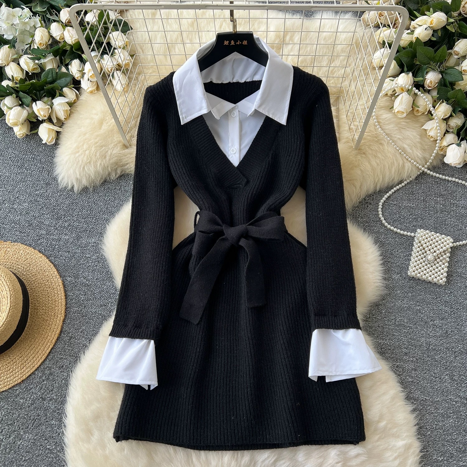 Got plans tonight knitted shirt dress SD146 image