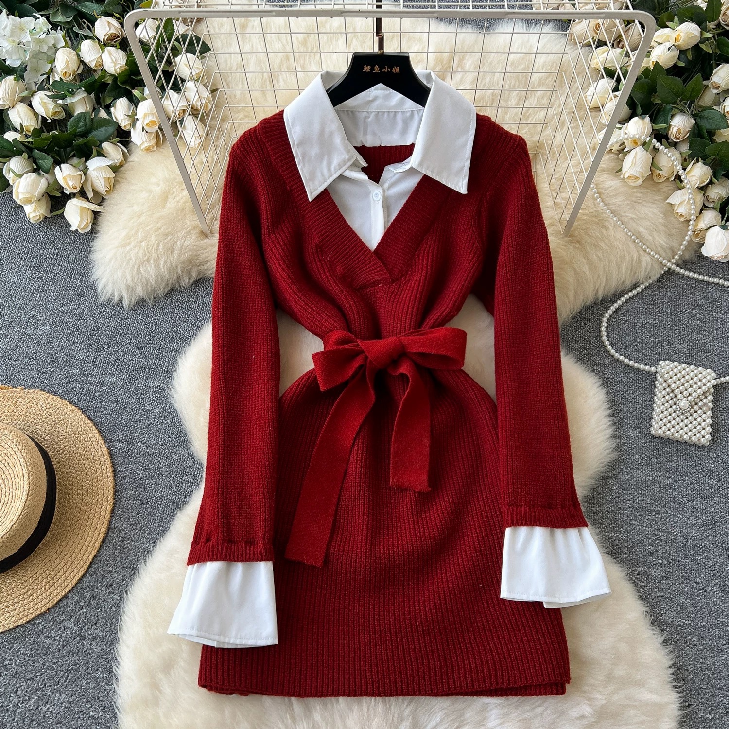 Got plans tonight knitted shirt dress SD146 image