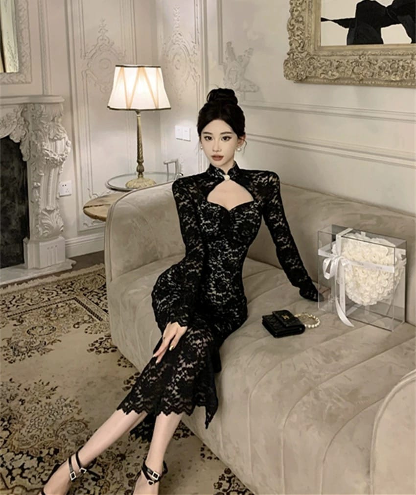 Natural queen lace dress EBC128 image