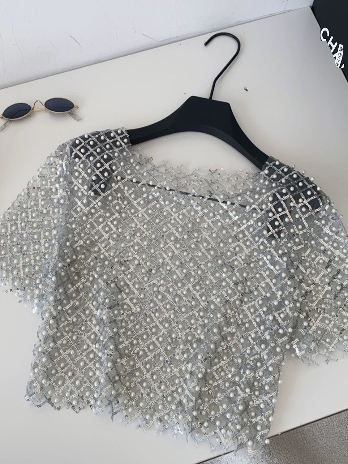 Night out pearl & sequin top CTO1036 image