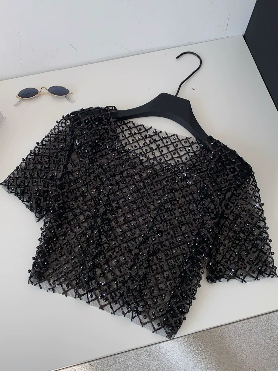 Night out pearl & sequin top CTO1036 image