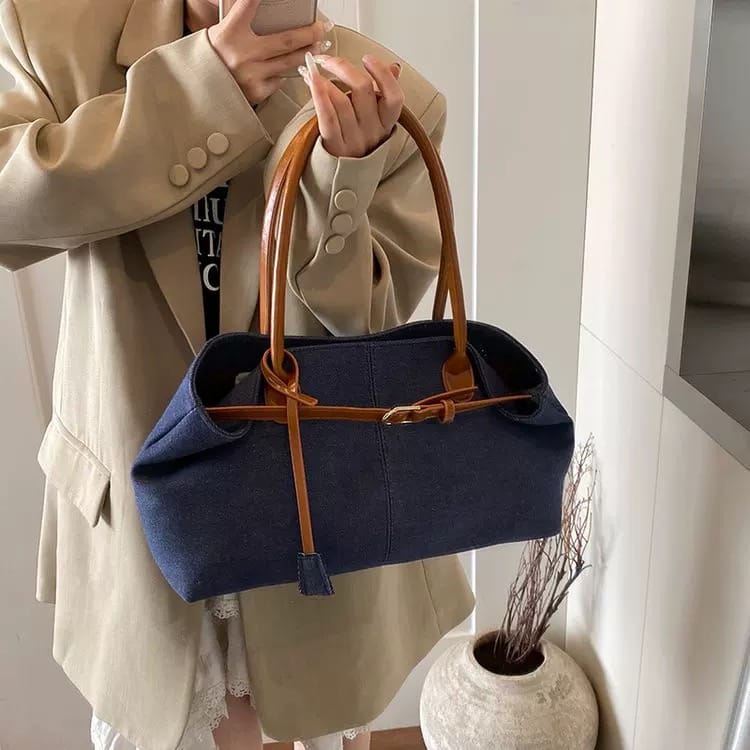 Living the life denim tote bag BG221 image