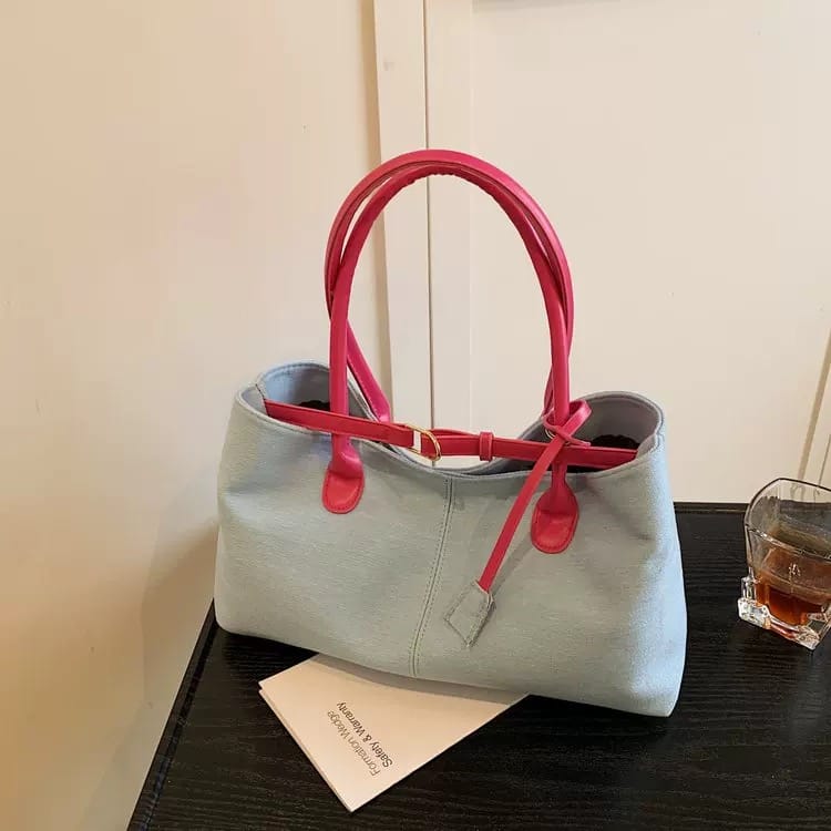 Living the life denim tote bag BG221 image