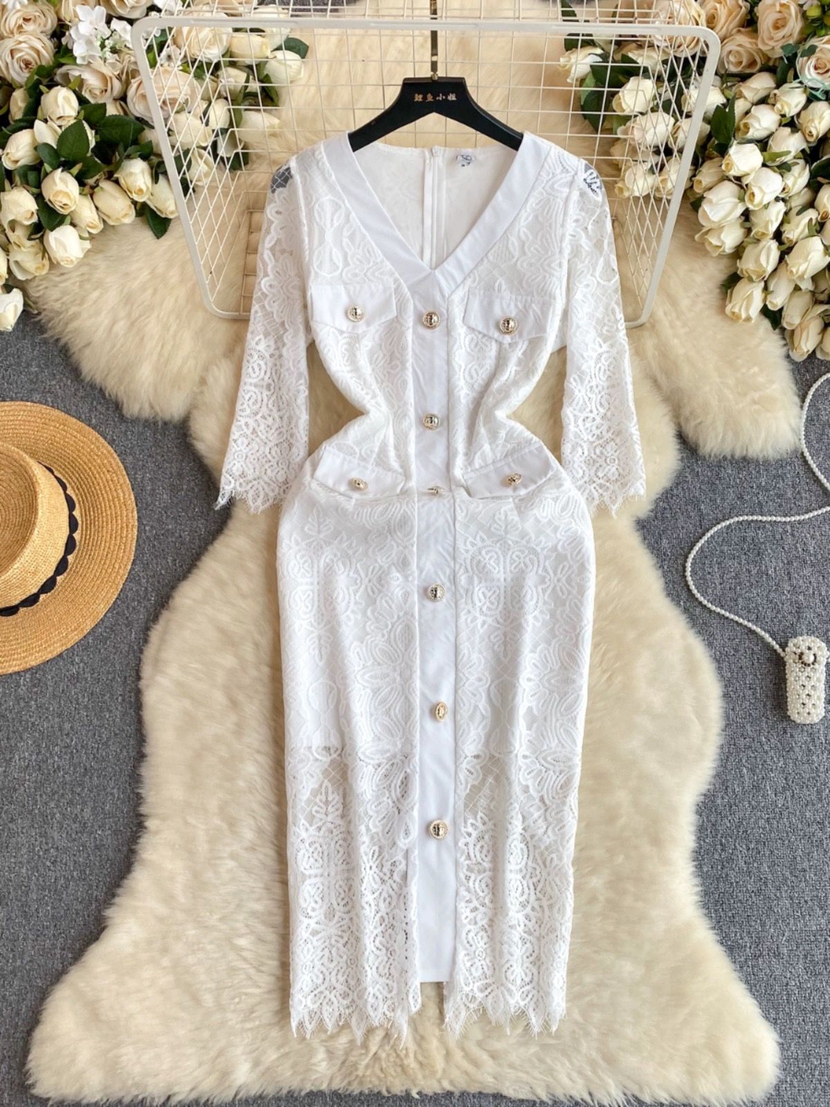 In my mob wife era lace dress FBC218 image