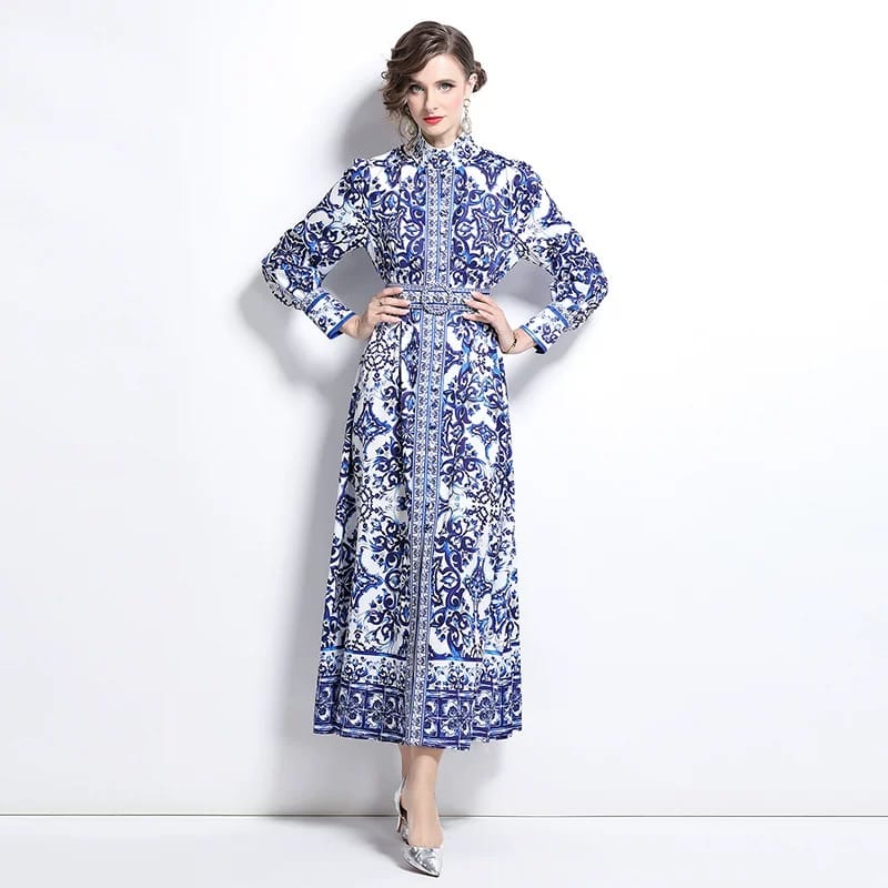 Peak elegance print dress ED183 image