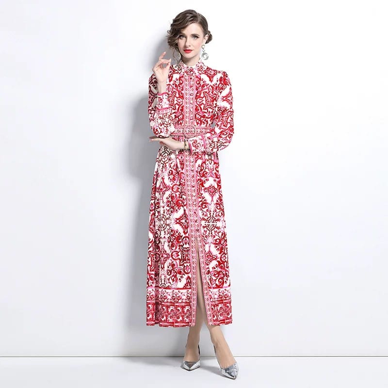 Peak elegance print dress ED183 image