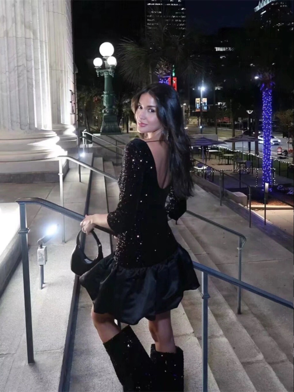 Love chain sequin ruffle dress EVD154