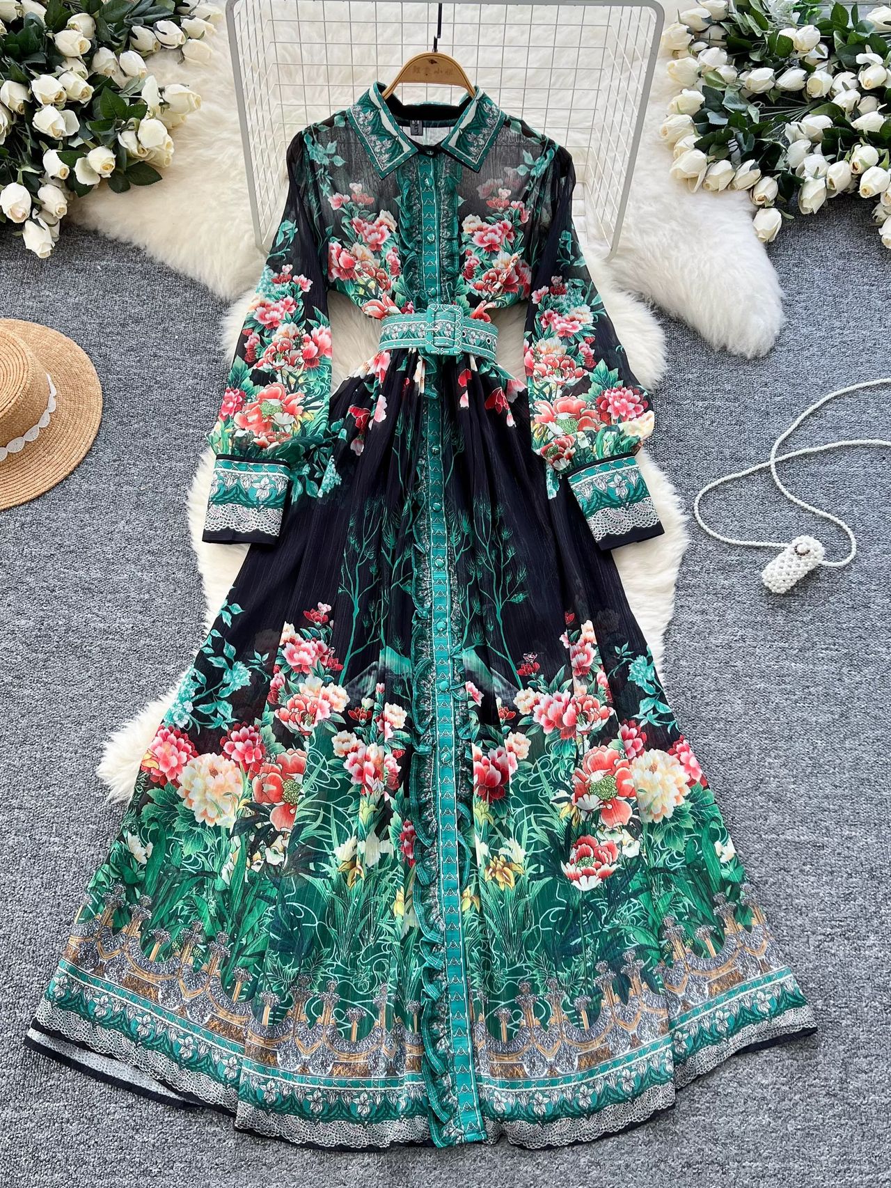 Never too jolly print dress ED193 image