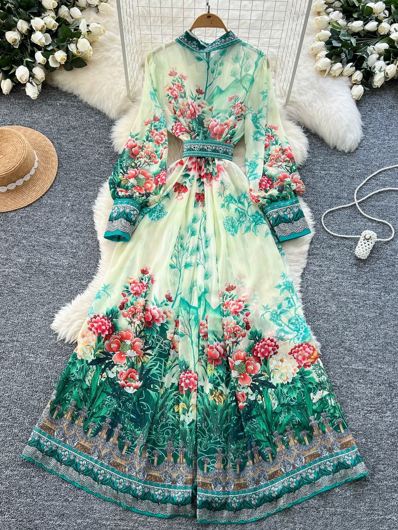 Never too jolly print dress ED193 image