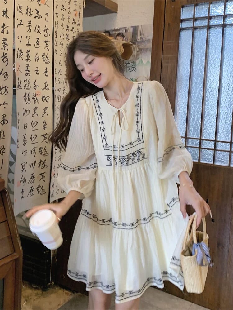 Linked together embroidery dress CD1462 image