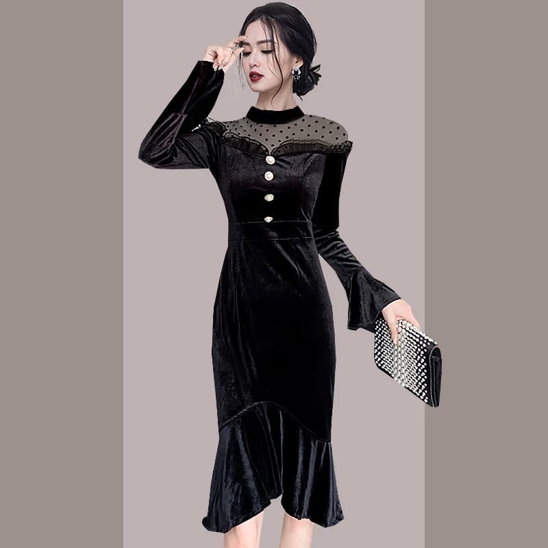 On top of the game velvet  dress FD558 image